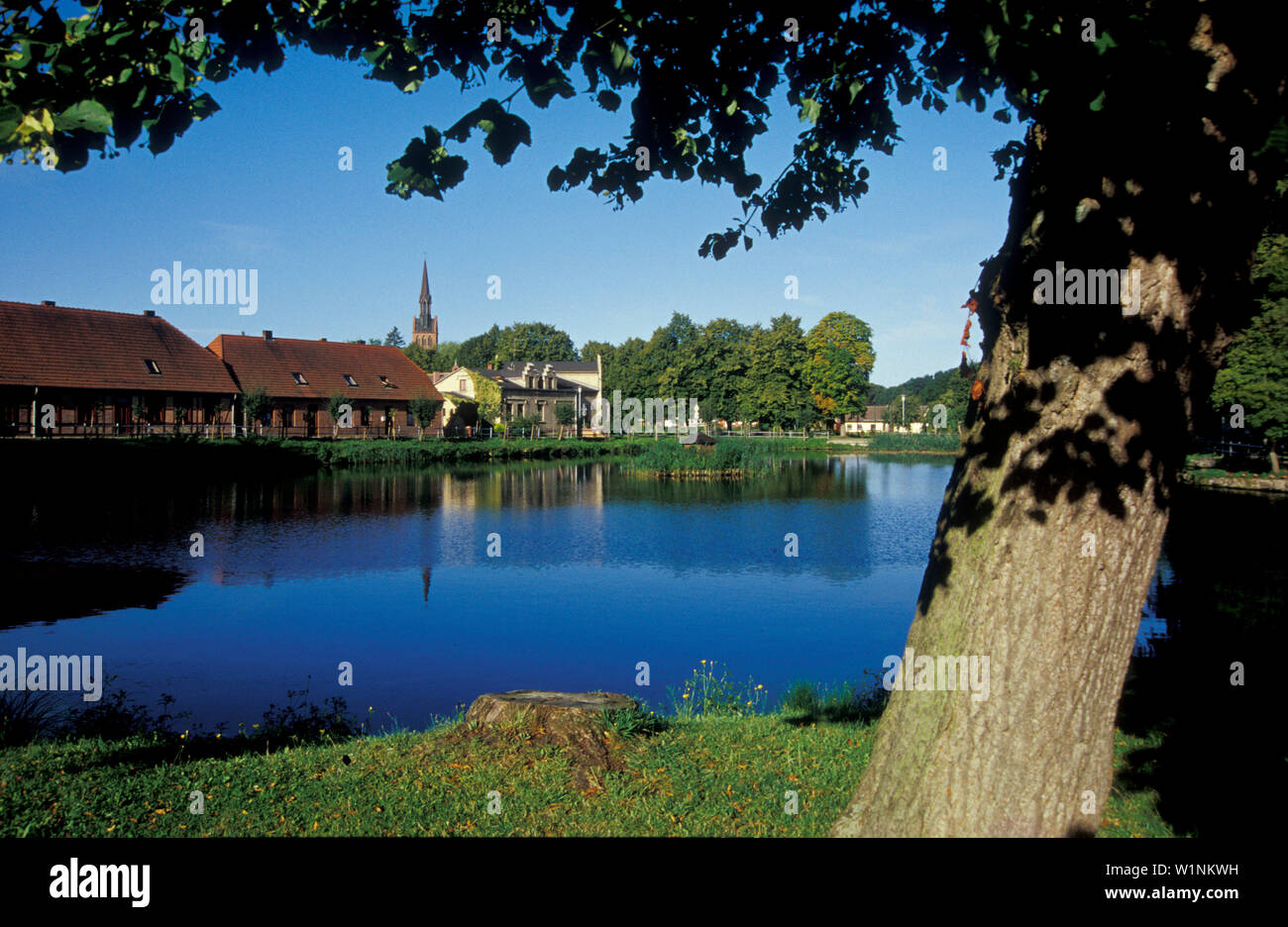 View of Basedow, Mecklenburg-pomerania, Germany, Europe Stock Photo
