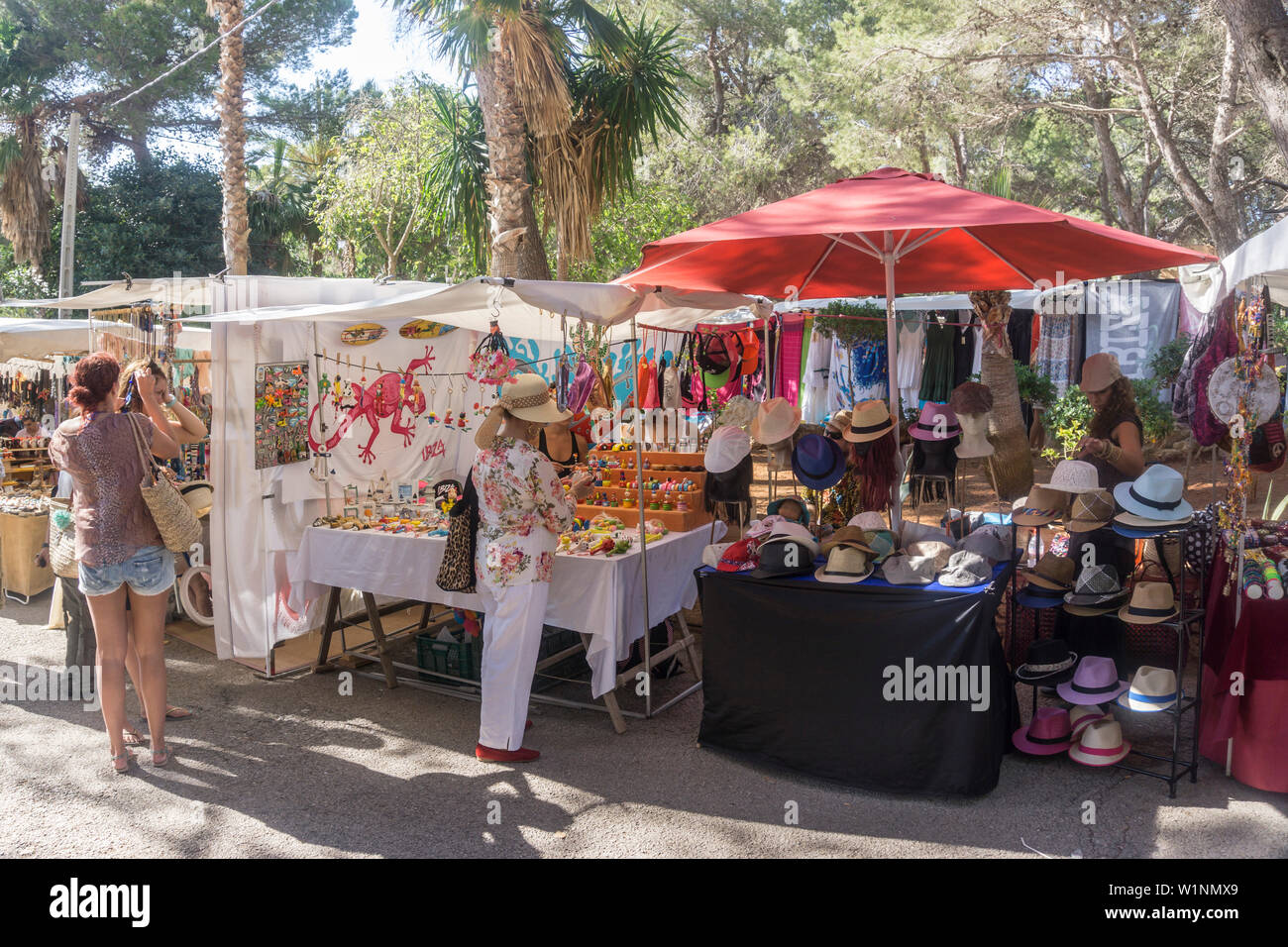 Hippie market , Punta Arabi, Eivissa, Ibiza, Spain Stock Photo