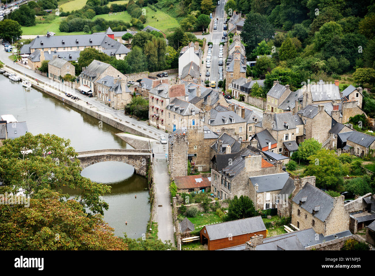View of Port de Dinan, River Rance and its surrounding areas , Brittany, France, Brittany, France Stock Photo