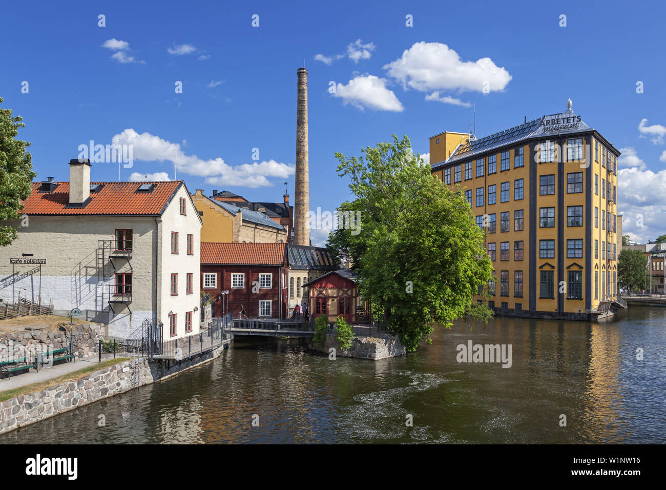 Museum of work and town museum next to the Motala Stroem in Norrkoeping, oestergoetland, South Sweden, Sweden, Scandinavia, Northern Europe Stock Photo