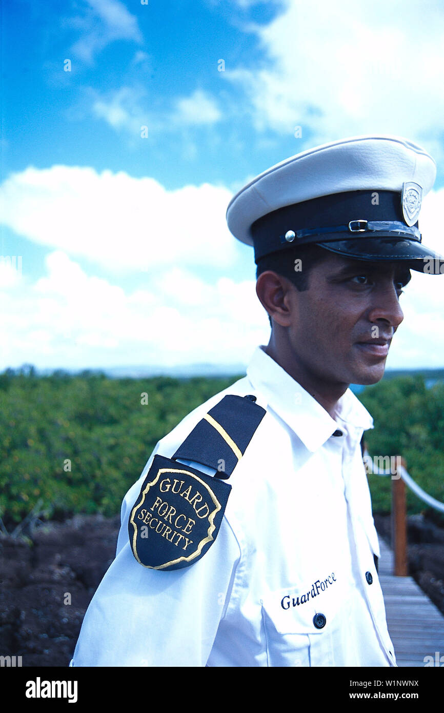 Mitarbeiter der Security, Hotel Le Prince Meurice Mauritius Stock Photo