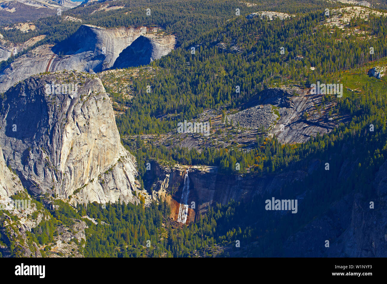 View from Glacier Point at Nevada Fall , Yosemite National Park , Sierra Nevada , California , U.S.A. , America Stock Photo