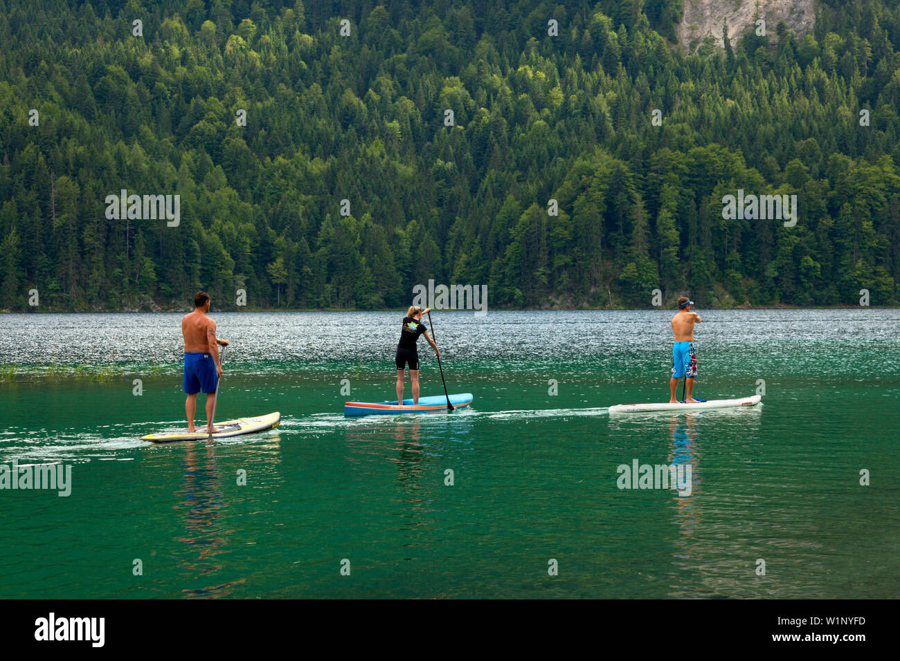 Stand Up Paddling at Eibsee, near GarmischPartenkirchen, Werdenfels