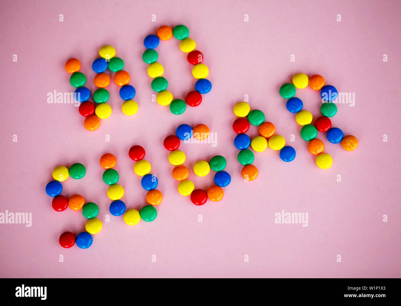 No Sugar Text Written On The Pink Background. Colored Candy. Die Stock ...
