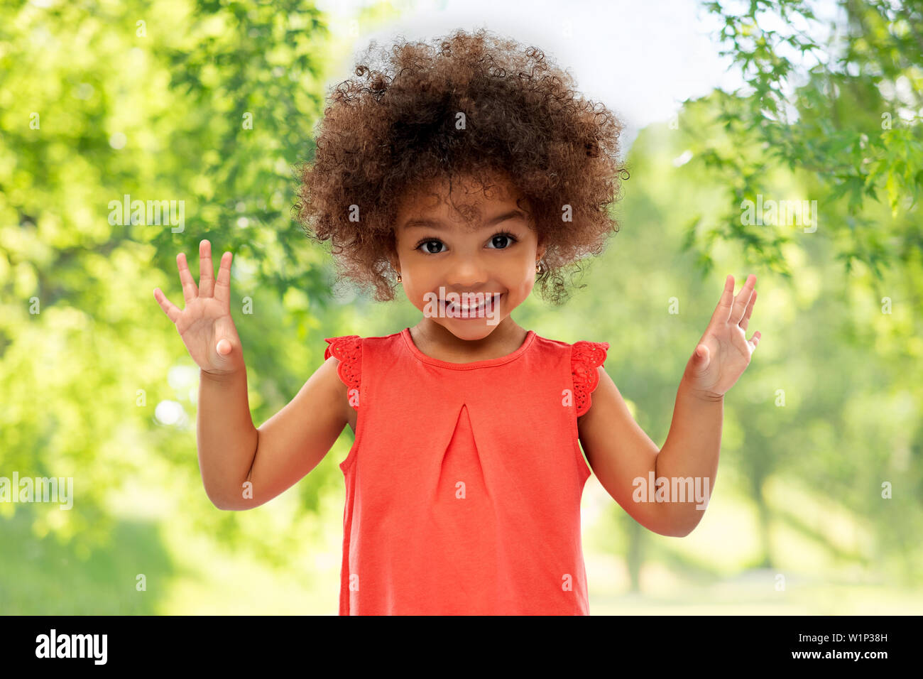 happy little african american girl in summer Stock Photo - Alamy