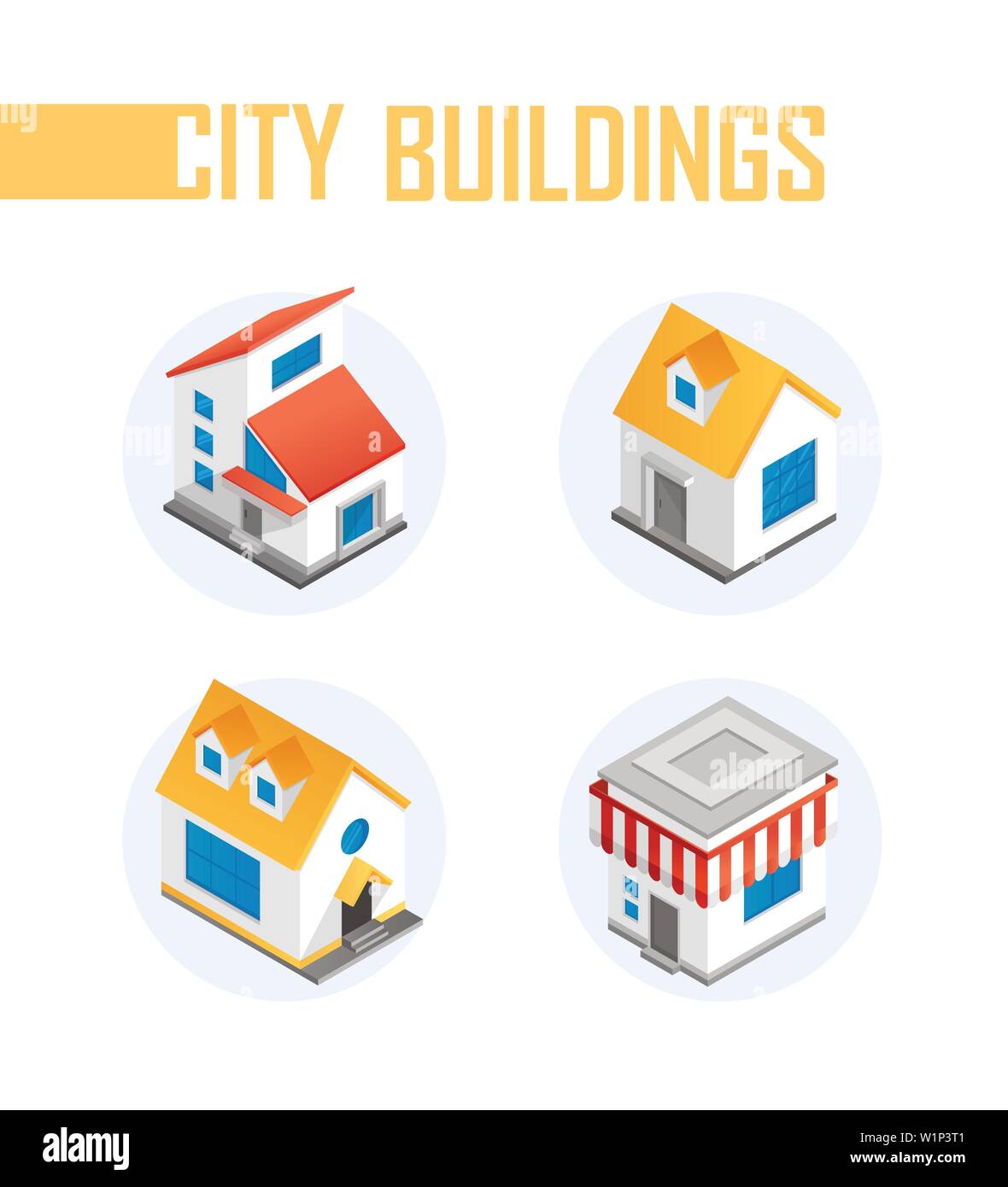 City buildings - modern vector colorful isometric elements Stock Vector
