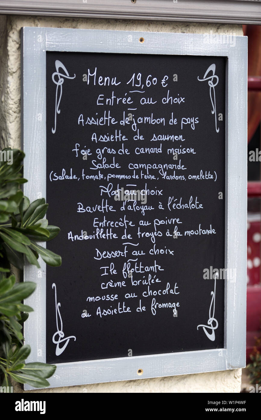 French menu, Medieval town of Guérande, Bretagne, France Stock Photo ...