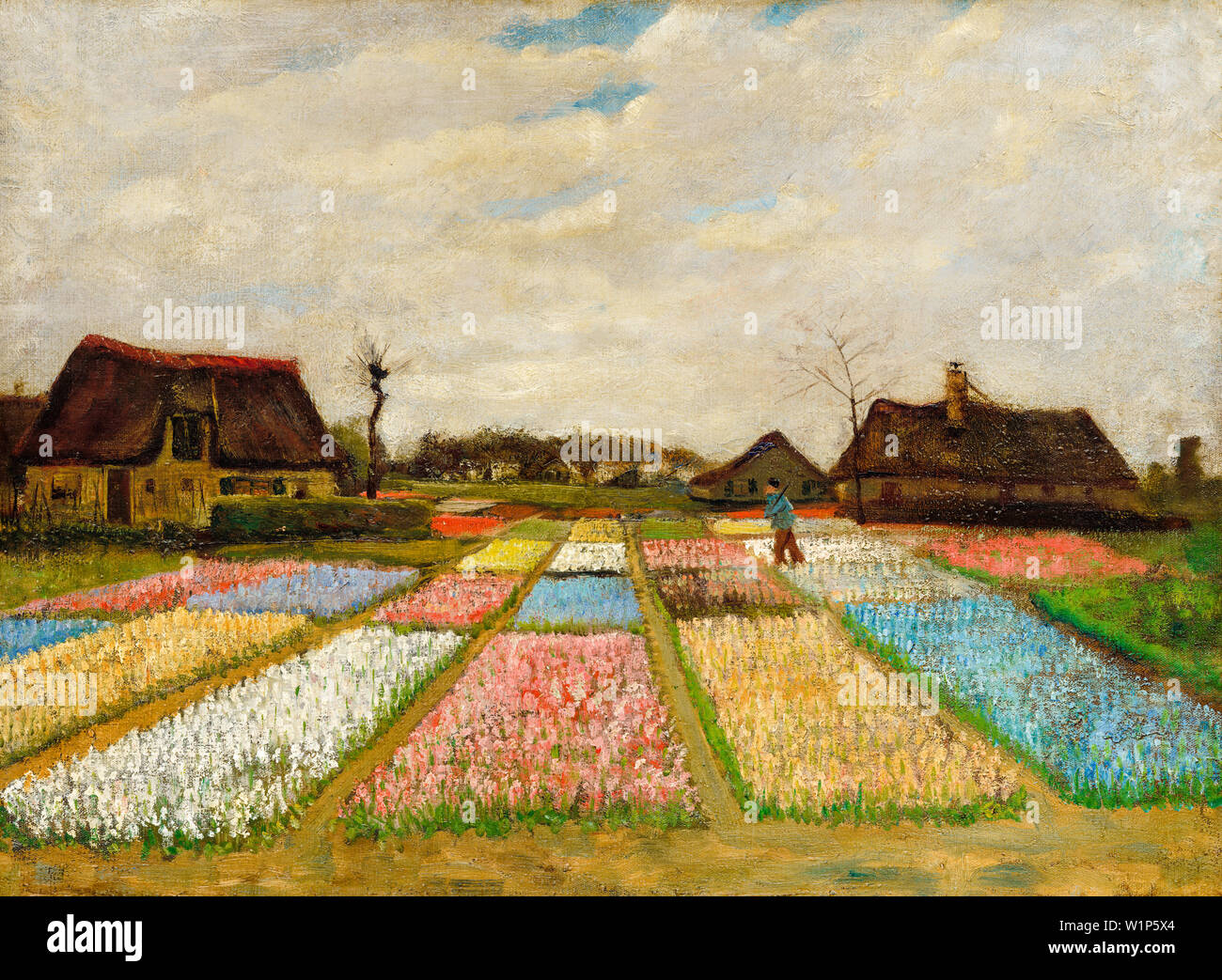 Vincent Van Gogh, Flower Beds in Holland, Bulb Fields, landscape painting, 1883 Stock Photo