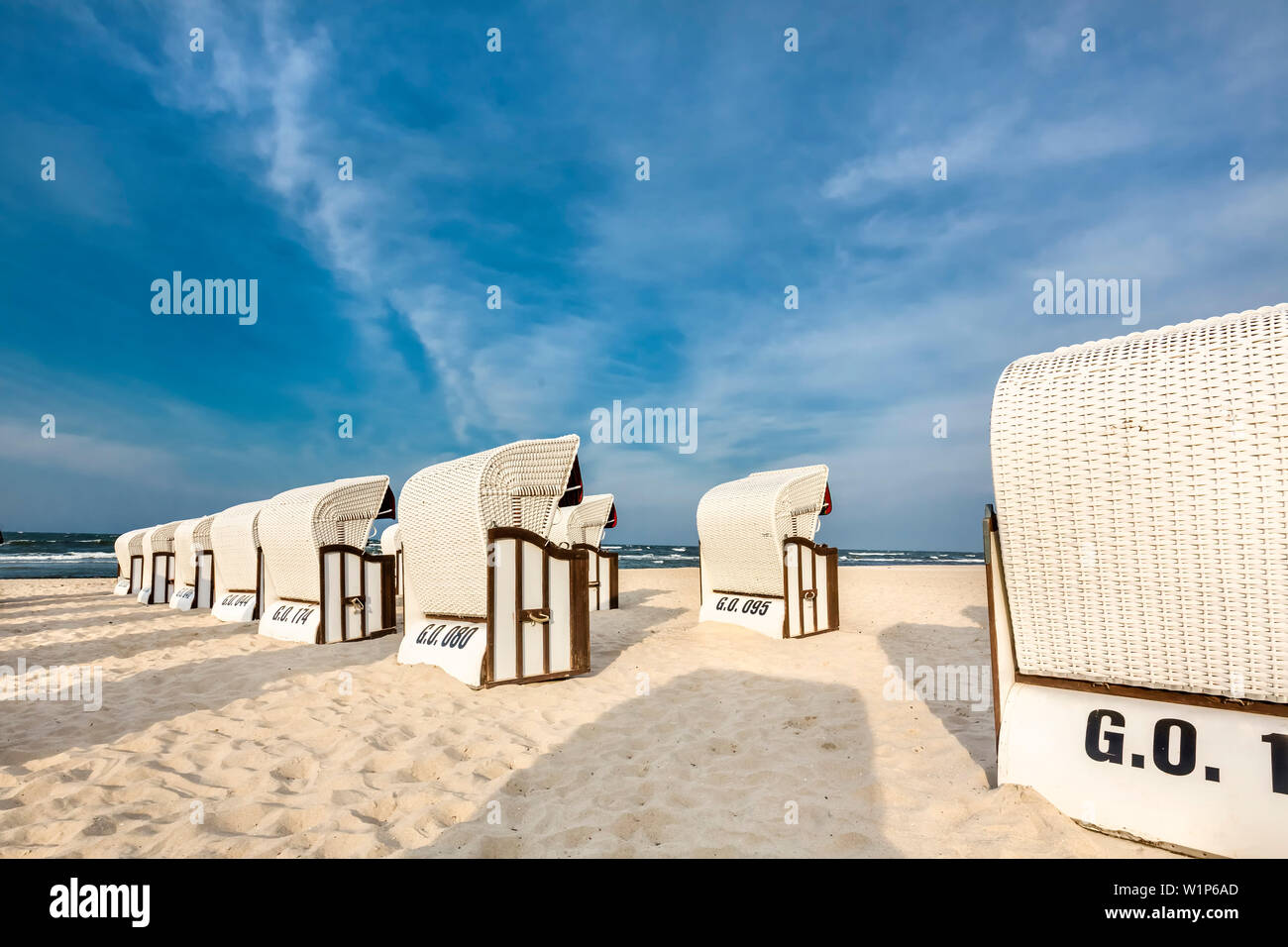 Sellin Pier and beach chairs, Sellin, Ruegen Island, Mecklenburg