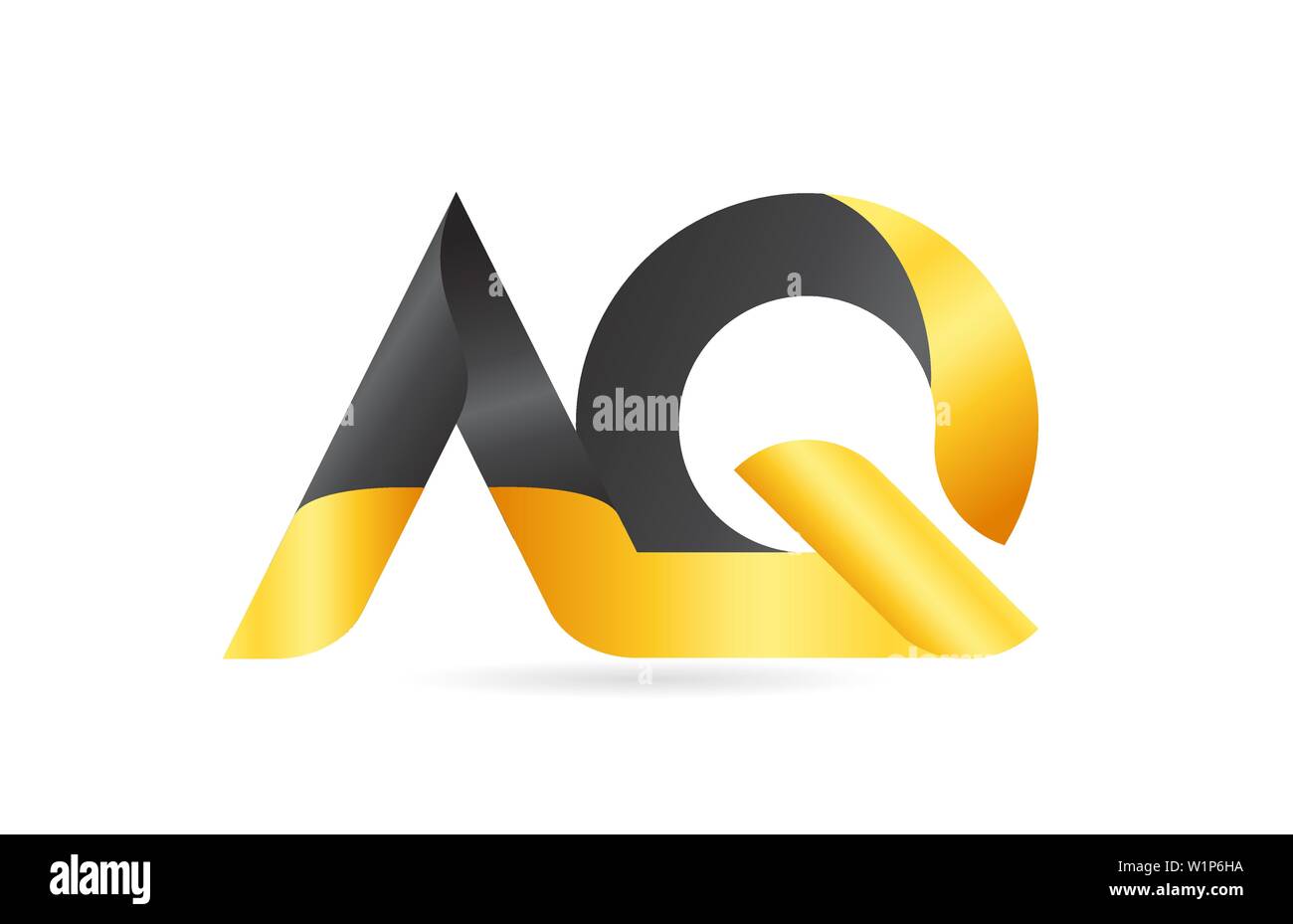 joined or connected AQ A Q yellow black alphabet letter logo ...