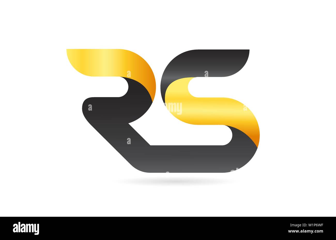 joined or connected RS R S yellow black alphabet letter logo ...