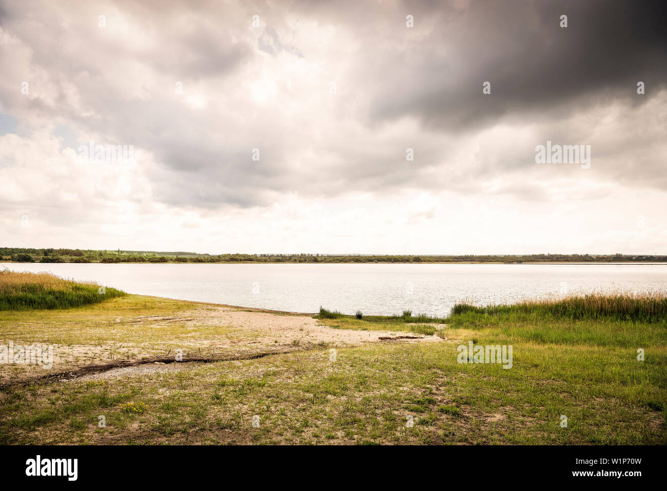 recultivation at Gremming Lake, Ferropolis - City of Iron, Dessau, Saxony-Anhalt, European Route of Industrial Culture Stock Photo