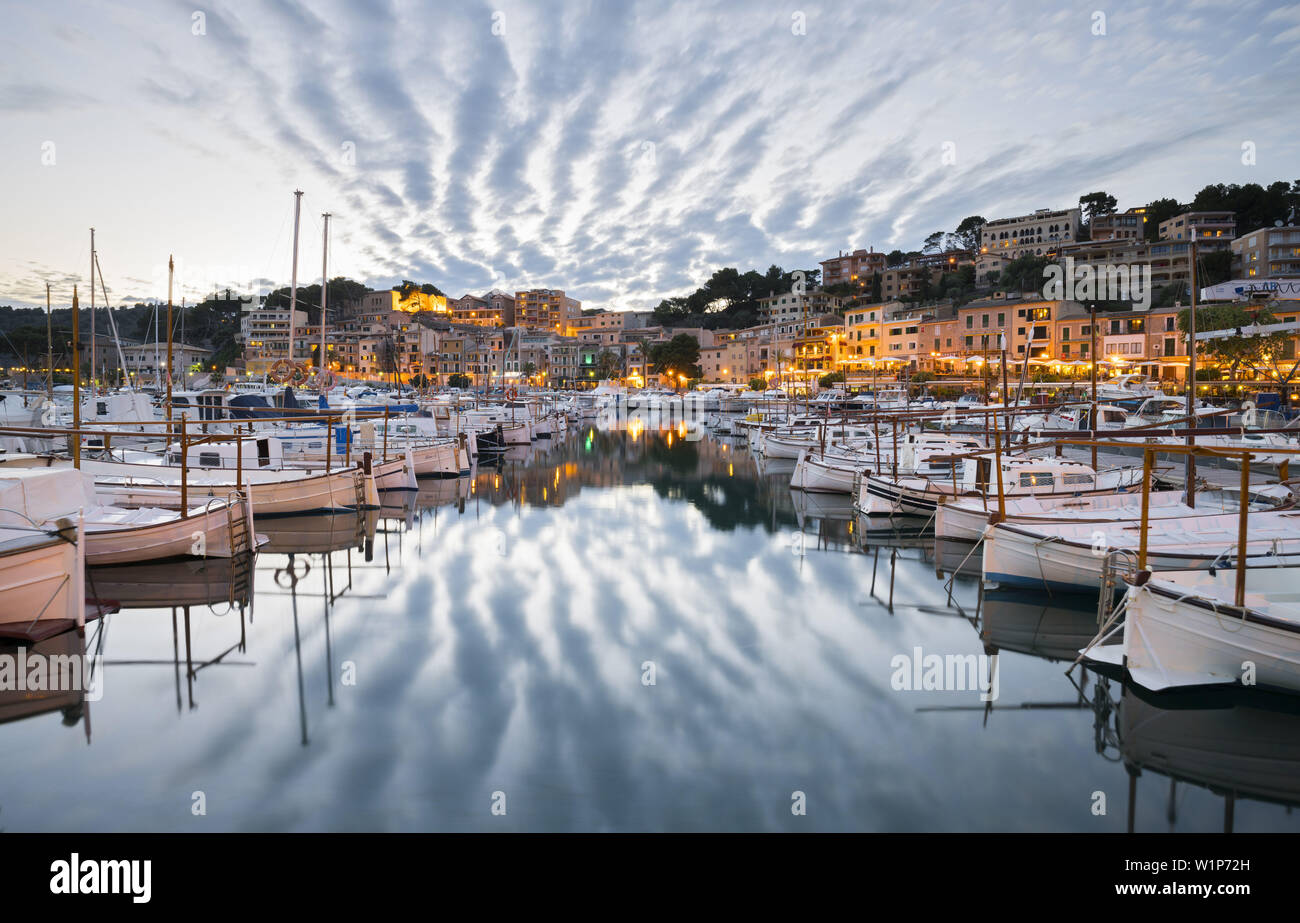 Port of Port de Soller, Mallorca, Balearics, Spain Stock Photo