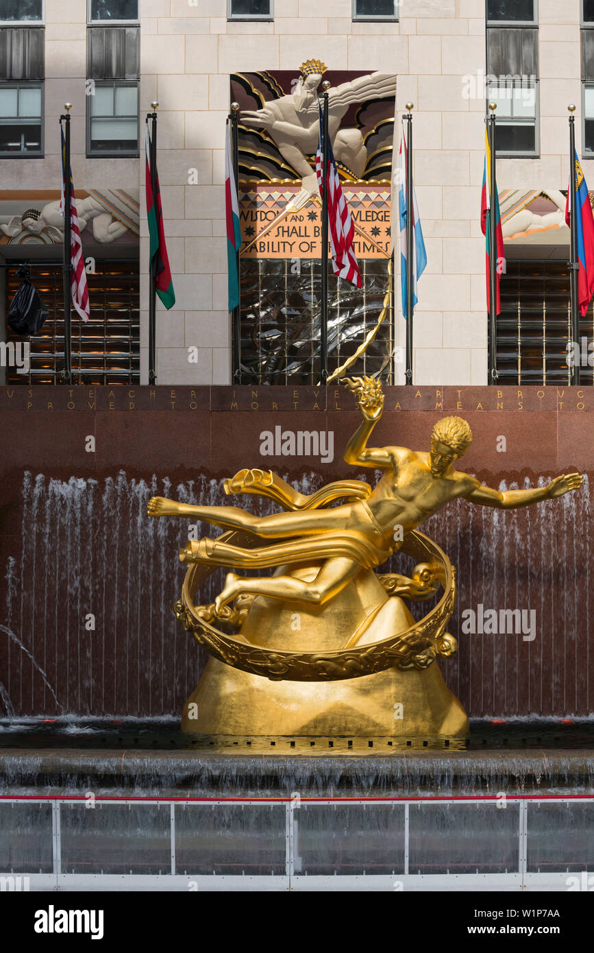 Golden statue at Rockefeller Center, Manhattan, New York City, New York