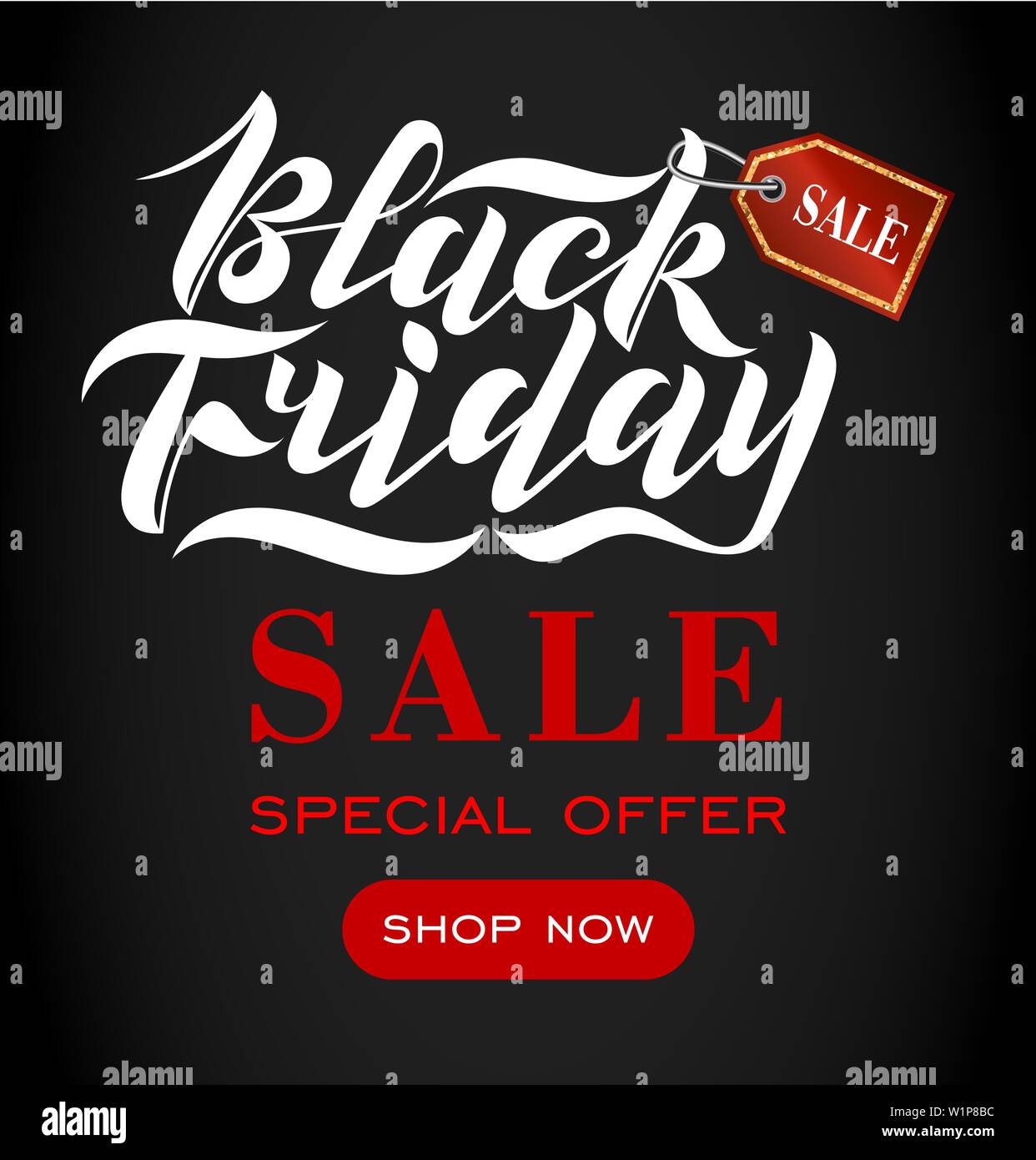 Handwritten modern brush lettering for Black Friday sale with a red tag ...
