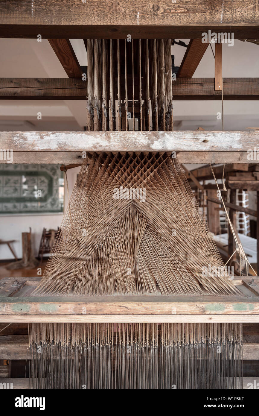 historical industrial weaving loom, textile museum at Laichingen
