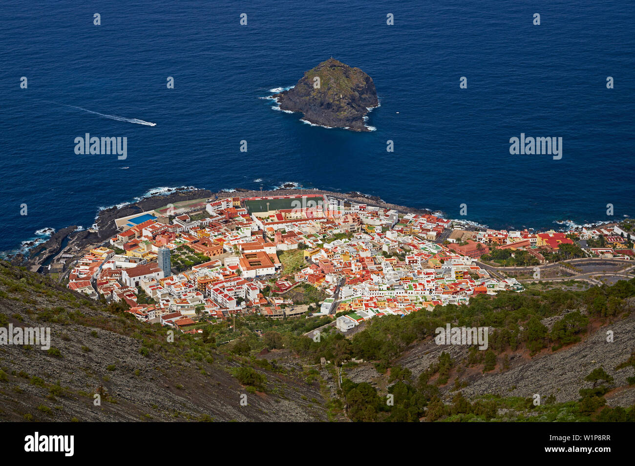 View at Garachico, Tenerife, Canary Islands, Islas Canarias, Atlantic Ocean, Spain, Europe Stock Photo