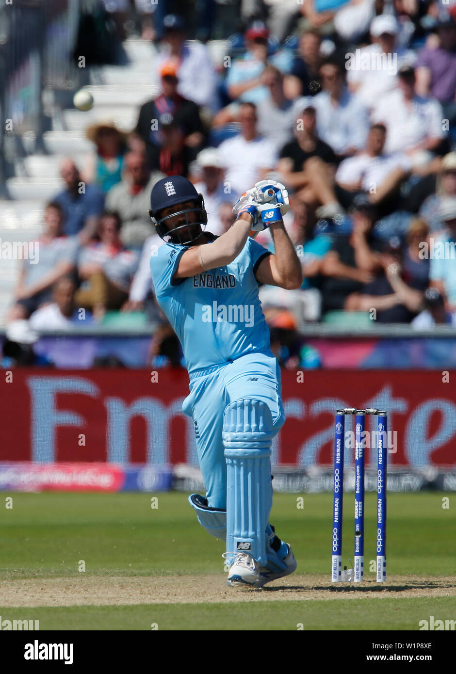 Emirates Riverside, Chester-le-Street, Durham, UK. 3rd July, 2019. ICC World Cup Cricket, England versus New Zealand; Liam Plunkett of England hits out in the final over Credit: Action Plus Sports/Alamy Live News Stock Photo