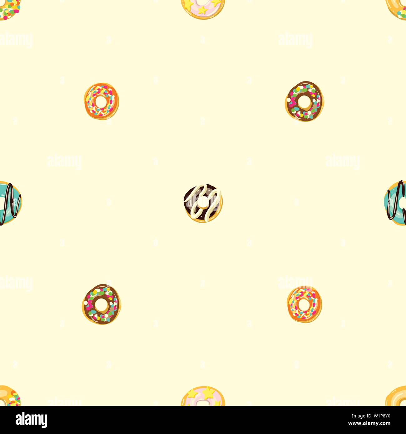 Glazed Donuts seamless pattern. Bakery Vector illustration. Top View ...