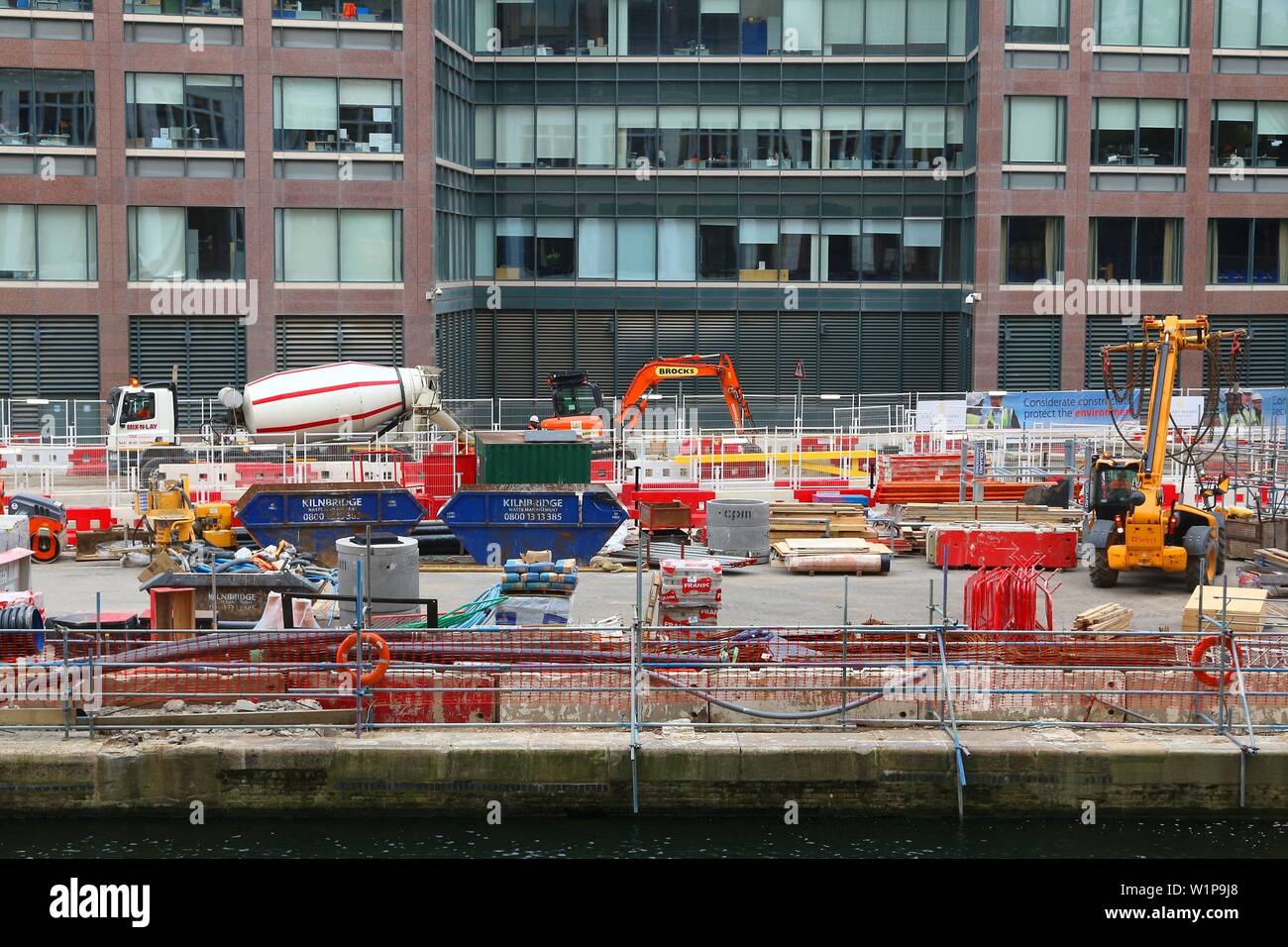 LONDON, UK JULY 8, 2016 Construction workers work on new development