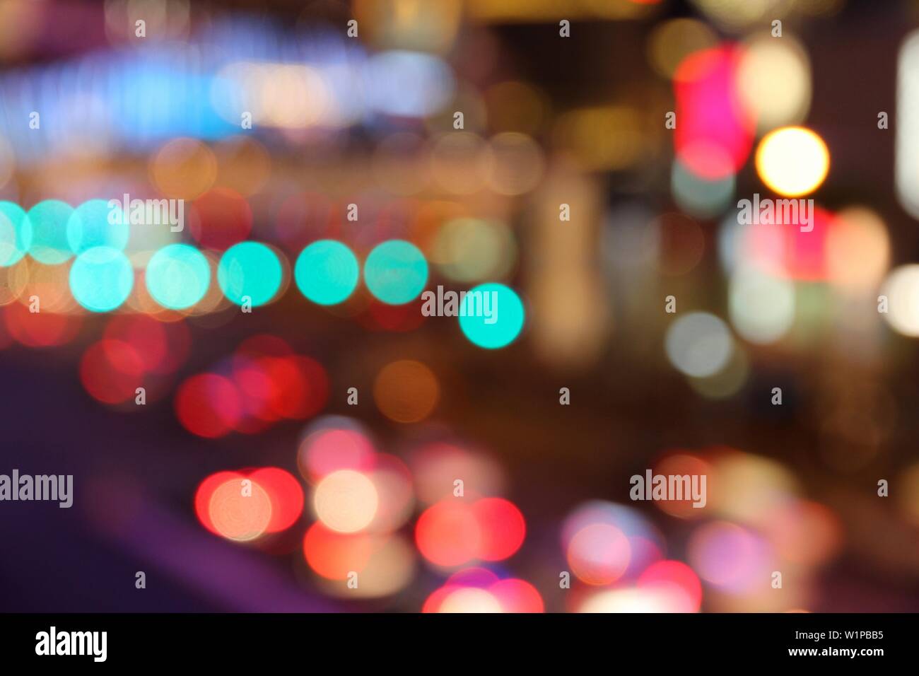 Las Vegas night blur. Defocused city night lights - colorful evening view. Stock Photo