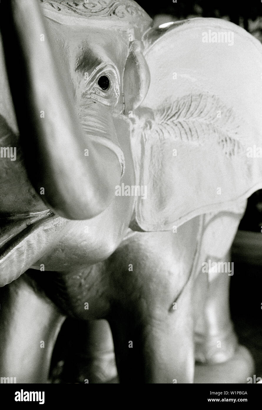 Elephant statue in the Wat Pathum Wanaram in Bangkok in Thailand in Southeast Asia Far East. Stock Photo