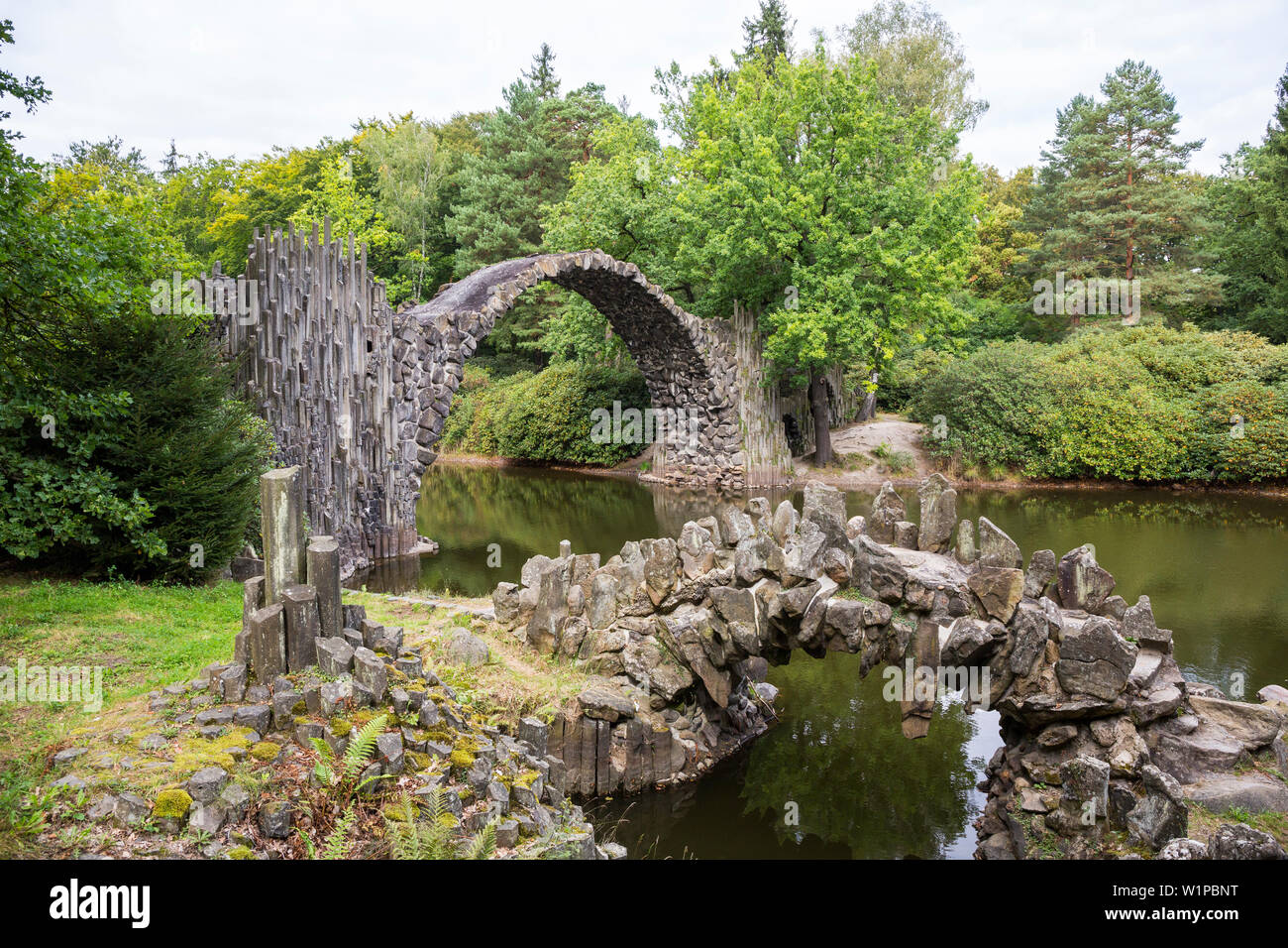 Rakotz bridge over lake Rakotz in rhododendron Park Kromlau, Saxony, Germany, Europe Stock Photo