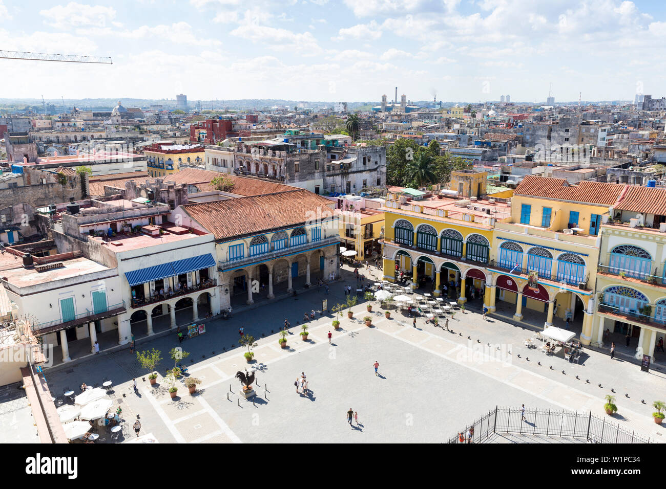 View to the Plaza Vieja, historic town center, old town, Habana Vieja, family travel to Cuba, holiday, time-out, adventure, Havana, Cuba, Caribbean is Stock Photo