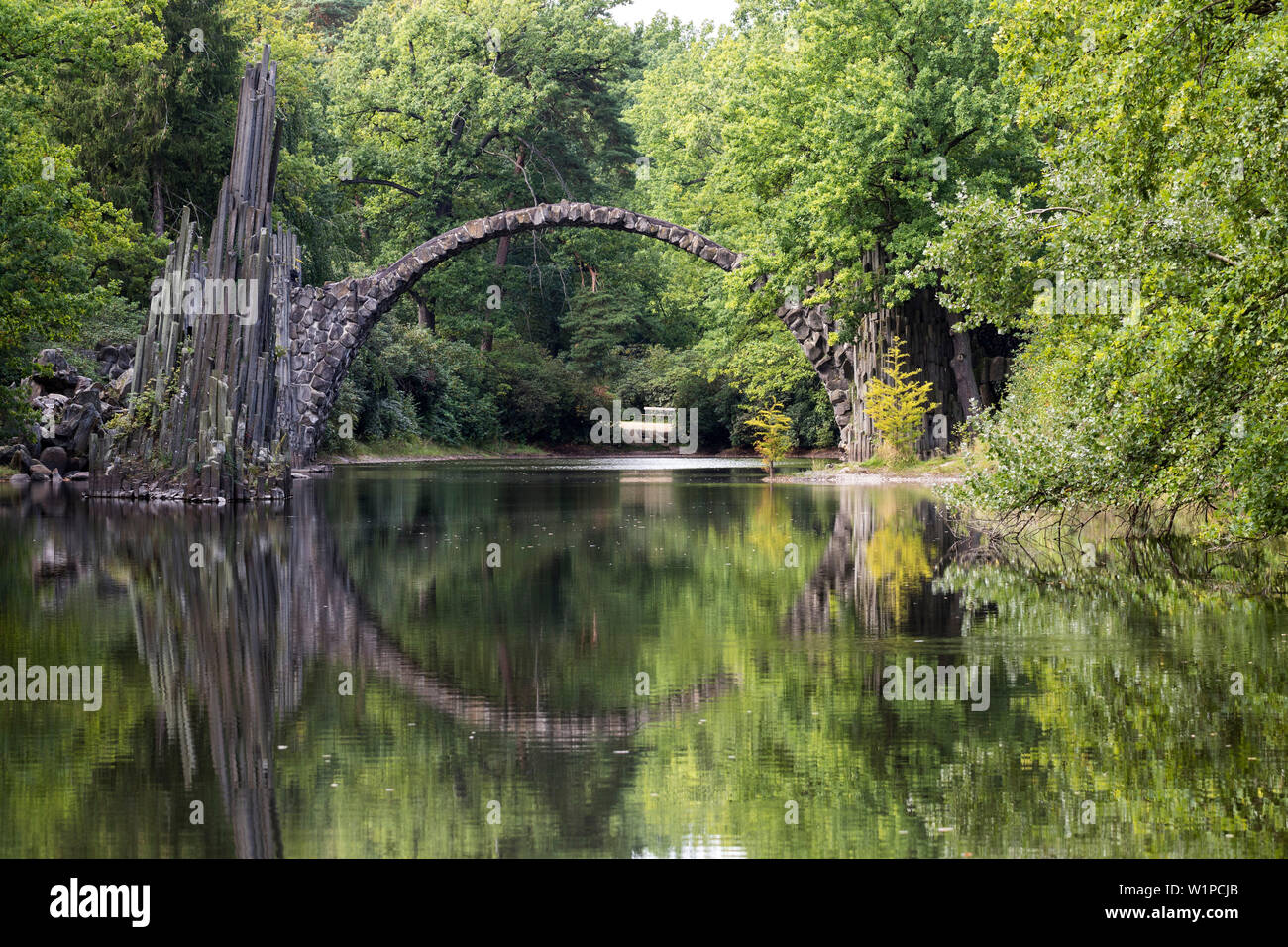 Rakotz bridge over lake Rakotz in rhododendron Park Kromlau, Saxony, Germany, Europe Stock Photo