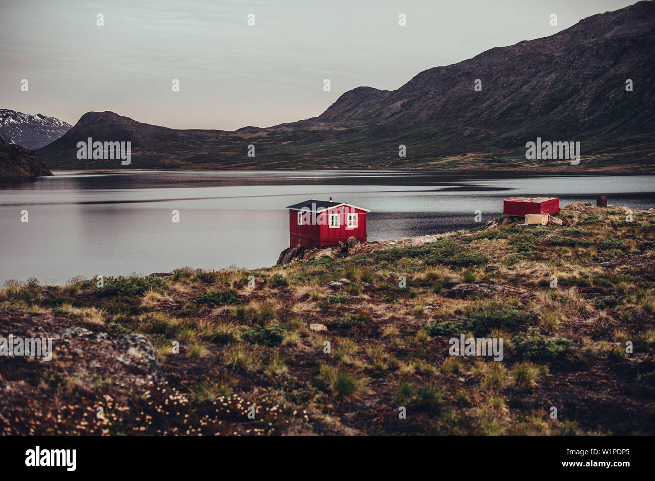 Red cabin in greenland, greenland, arctic Stock Photo Alamy