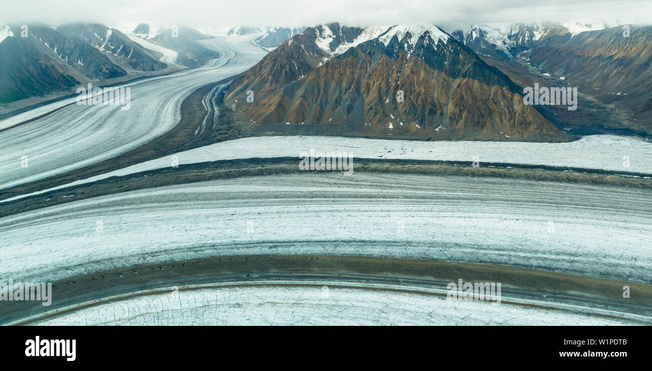 Aerial view of the Kaskawulsh-glacier, Kluane National Parc, Yukon Territories, Canada Stock Photo
