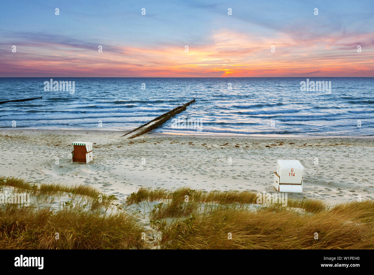 Beach near Ahrenshoop, Baltic Sea, Mecklenburg-West Pomerania, Germany Stock Photo
