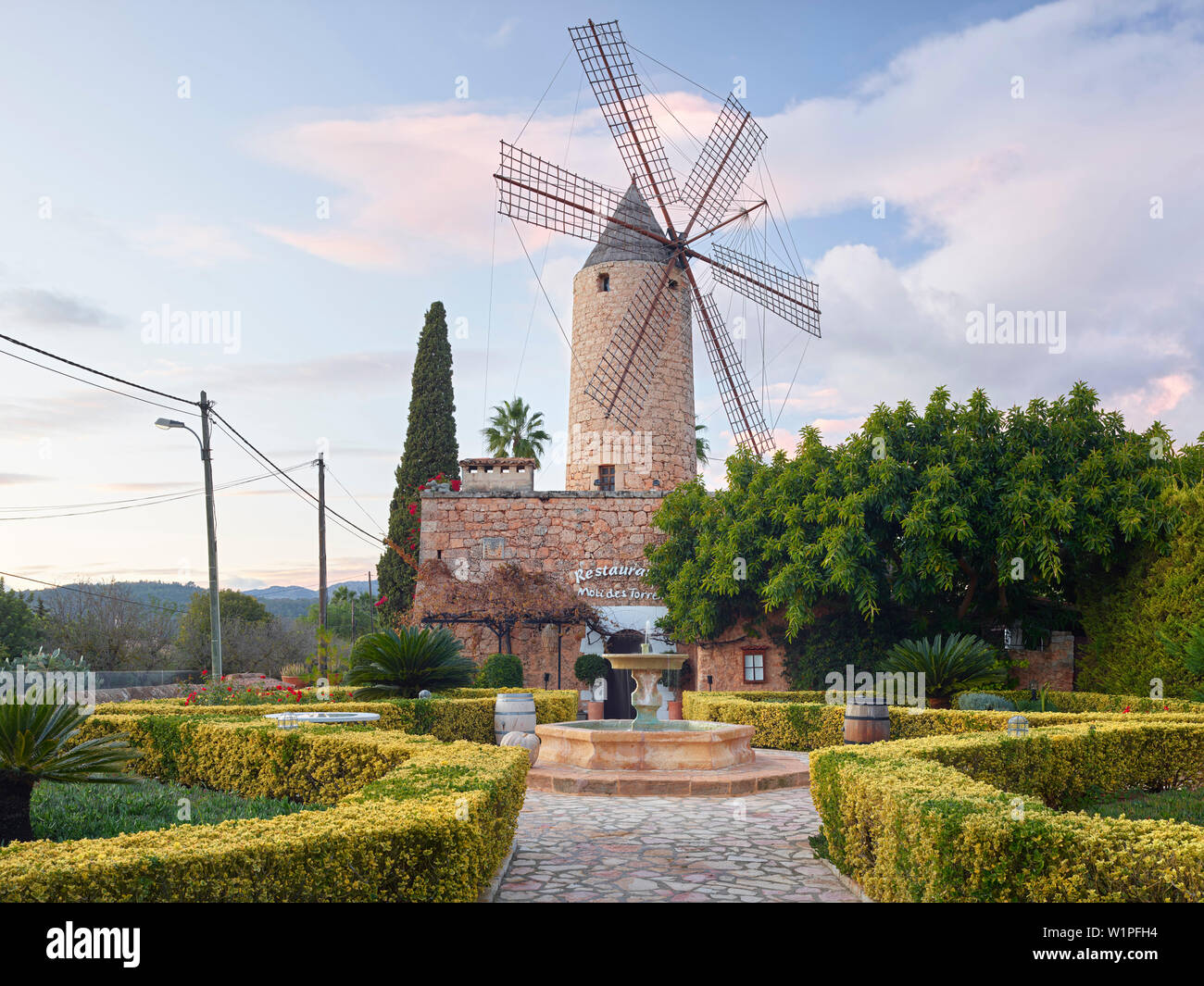 Windmill Moli of the Torrent, Santa Maria del Cami, Mallorca, Balearic Islands, Spain Stock Photo