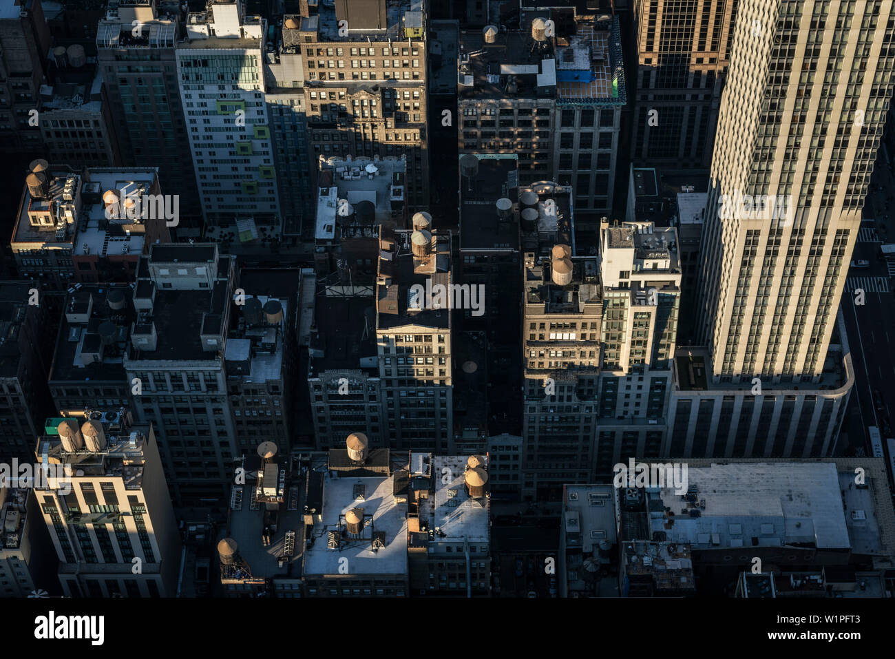 rooftops with water storage tanks, view from viewing platform of Empire