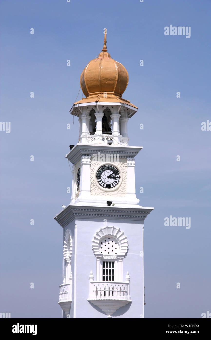 George Town, Malaysia, Penang Island - Queen Victoria Diamond Jubilee clocktower. Stock Photo