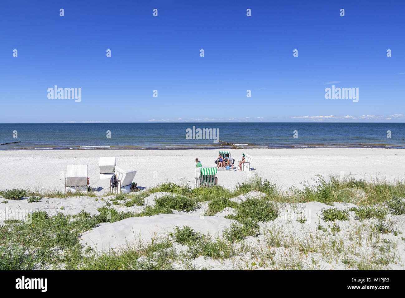 Beach chair on the beach, Vitte, Island Hiddensee, Baltic coast, Mecklenburg-Western Pomerania, Northern Germany, Germany, Europa Stock Photo