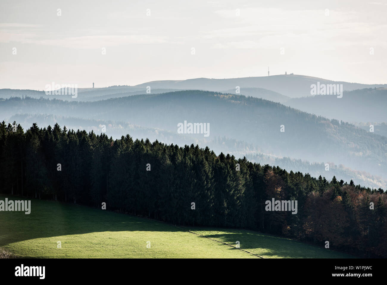 View of hilly landscape, near St Märgen, Black Forest, Baden-Württemberg, Germany Stock Photo