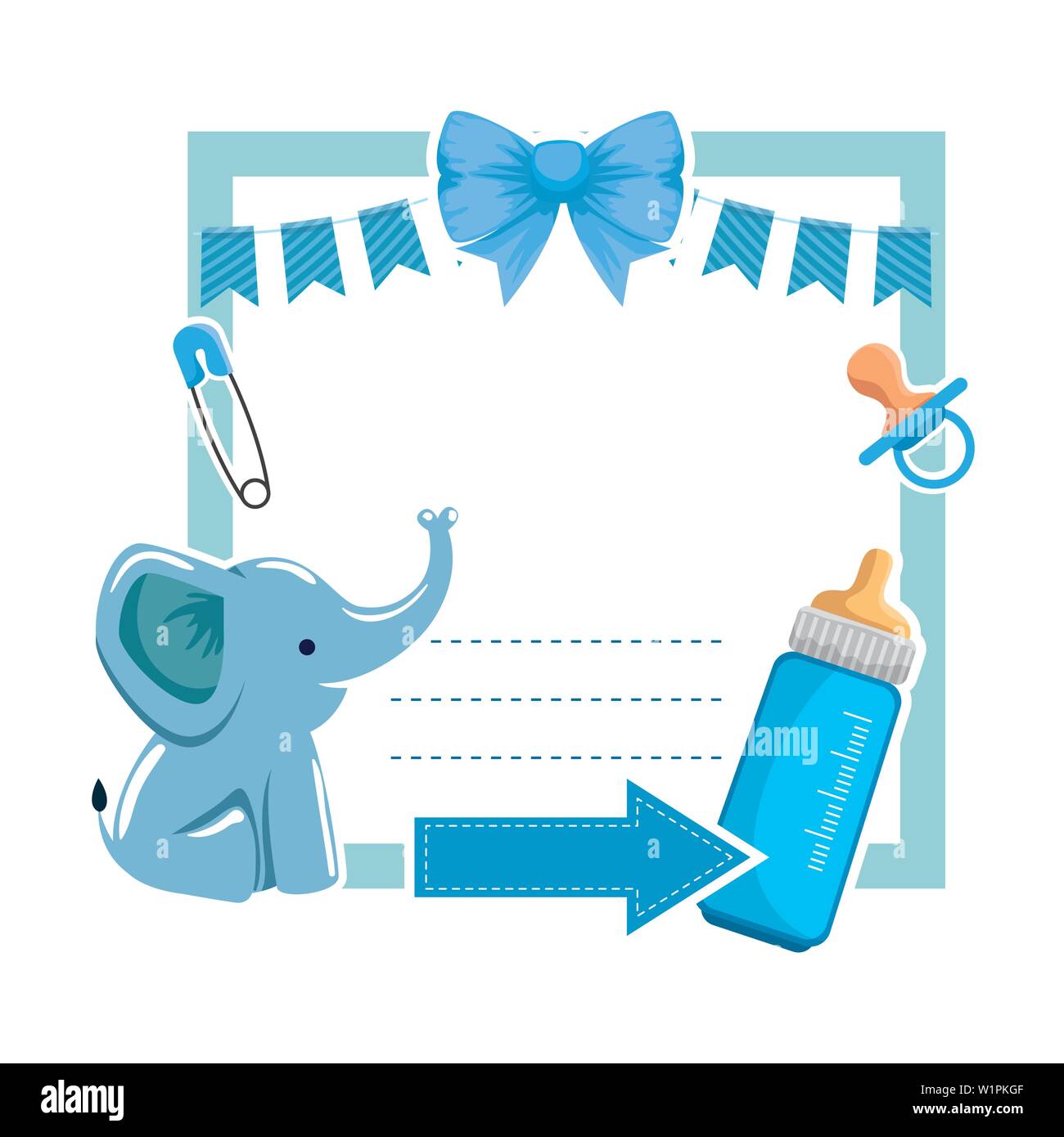 baby shower card with elephant and bottle milk Stock Vector Image & Art ...