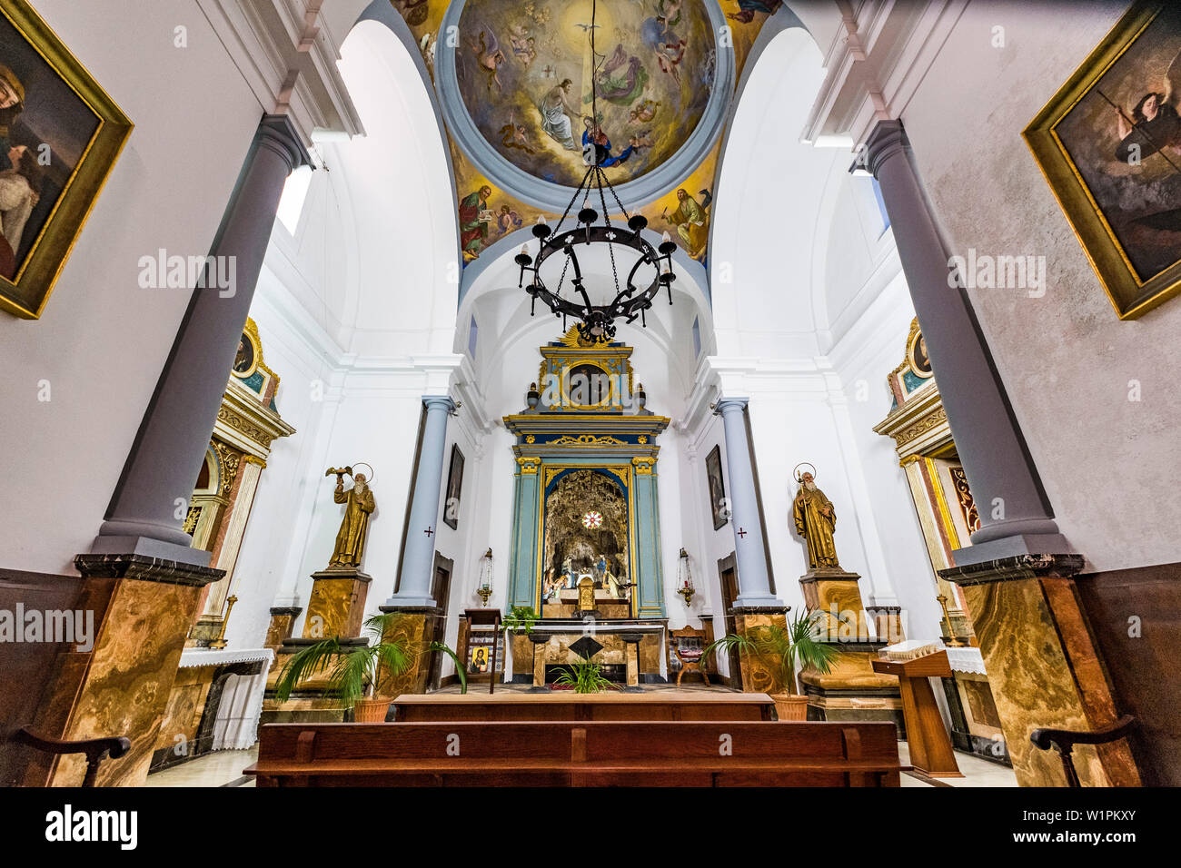 Interior of the church Ermita de Betlem near Arta, Mallorca, Balearic Islands, Spain Stock Photo