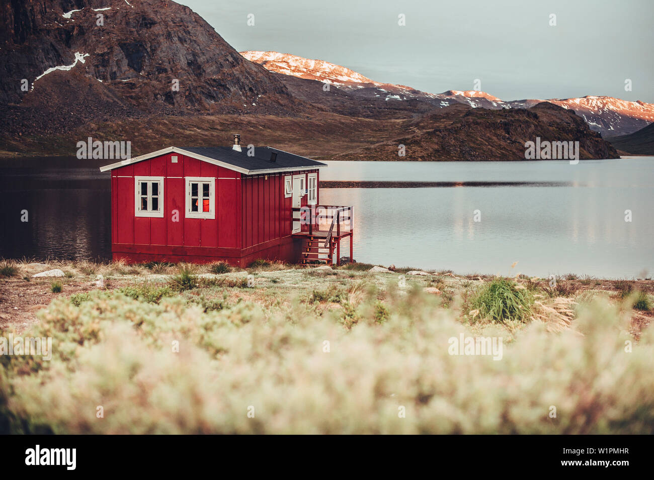 Red cabin in greenland, greenland, arctic Stock Photo Alamy