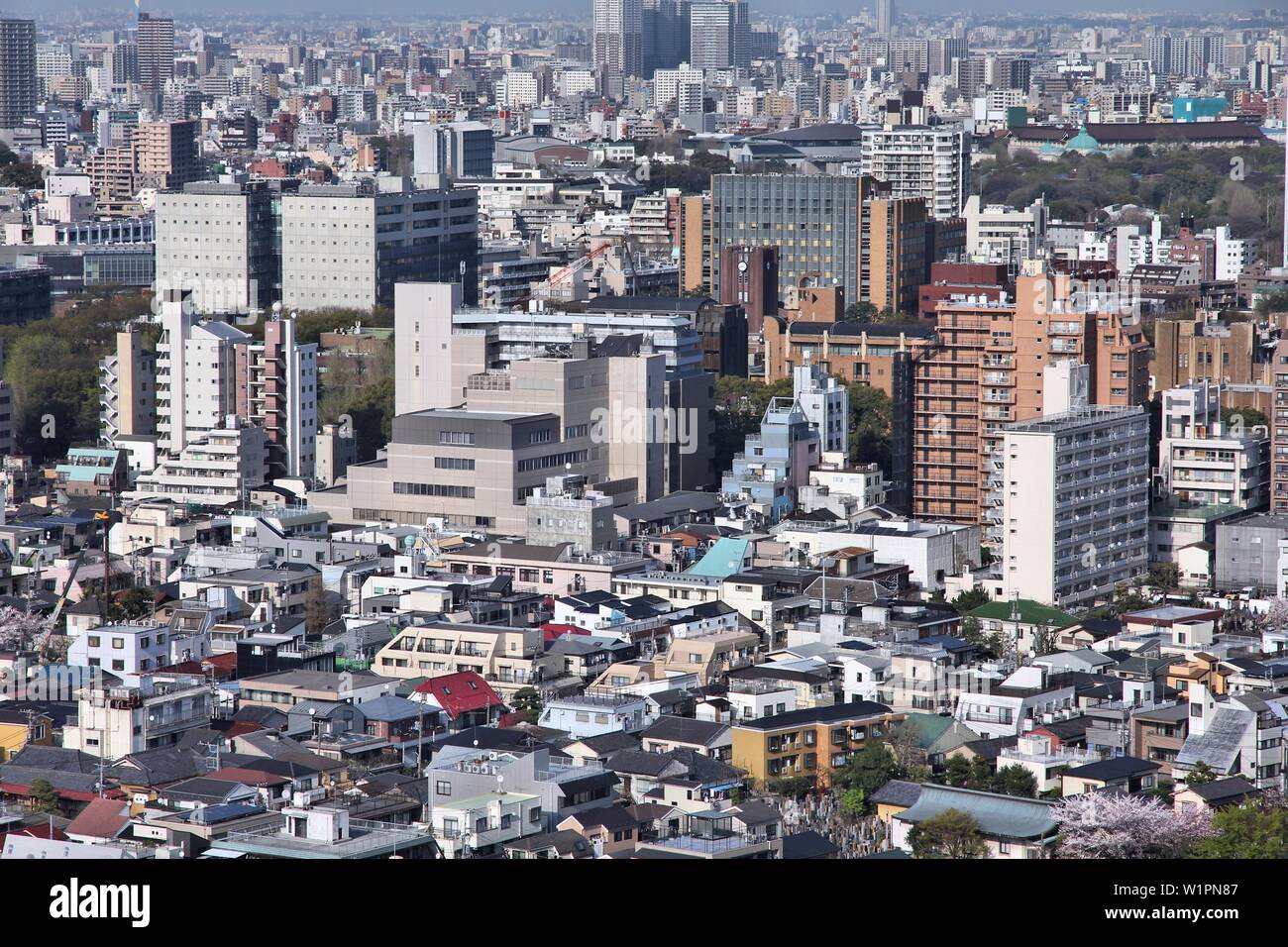 Tokyo city, Japan - aerial view of Bunkyo district. Stock Photo