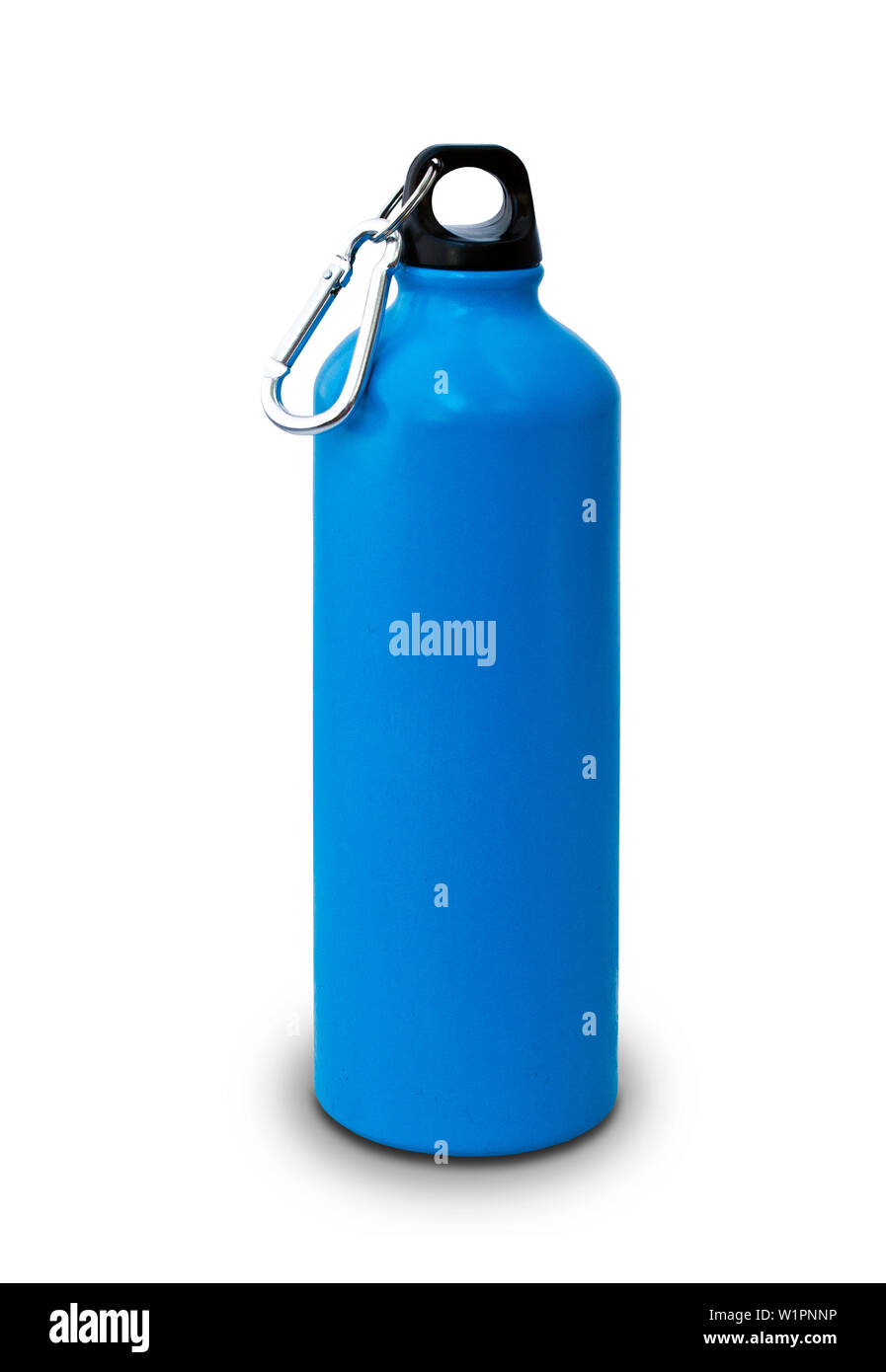 Blue aluminum bottle water isolated on white Stock Photo