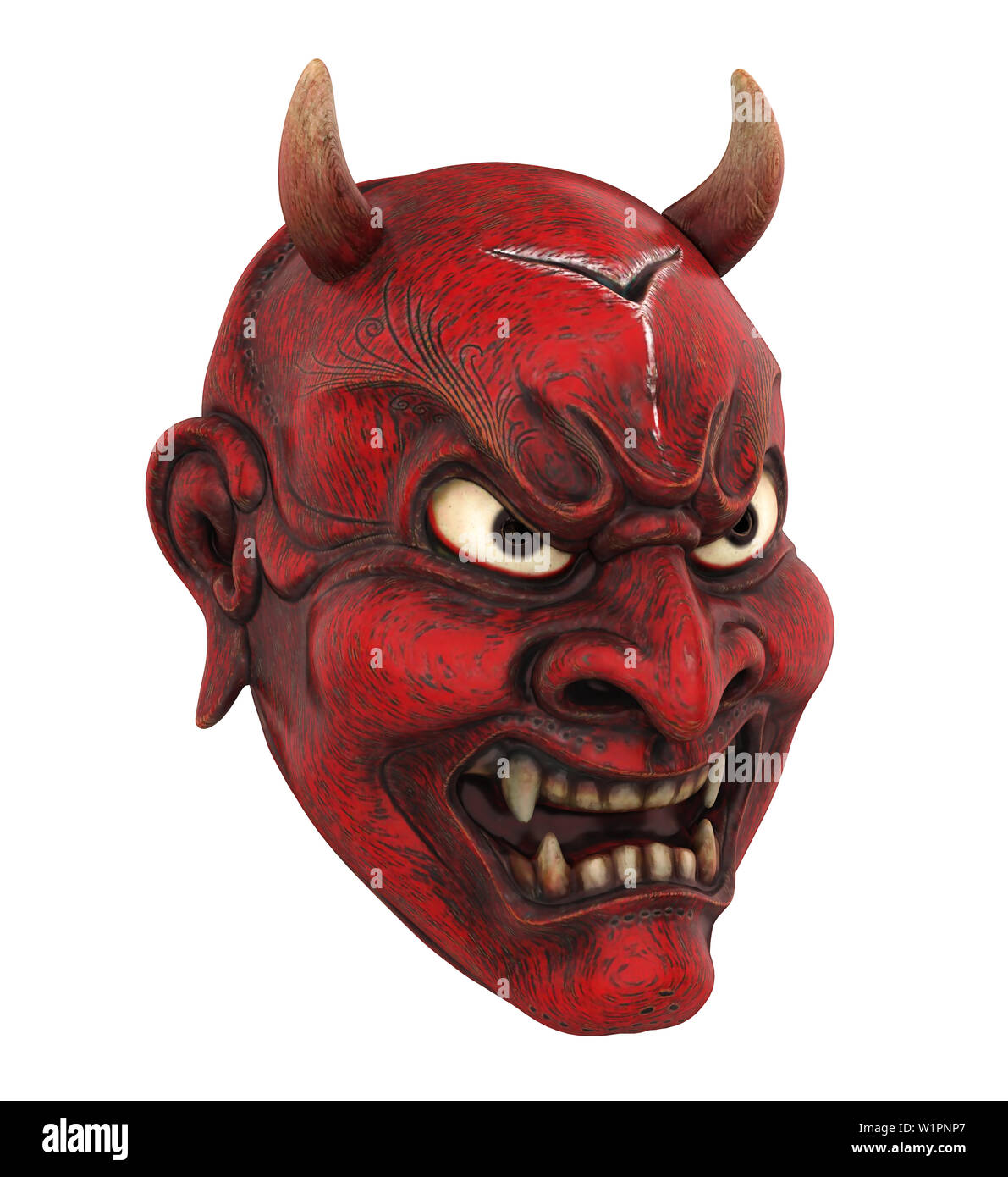 Red Japanese Mask Isolated Stock Photo