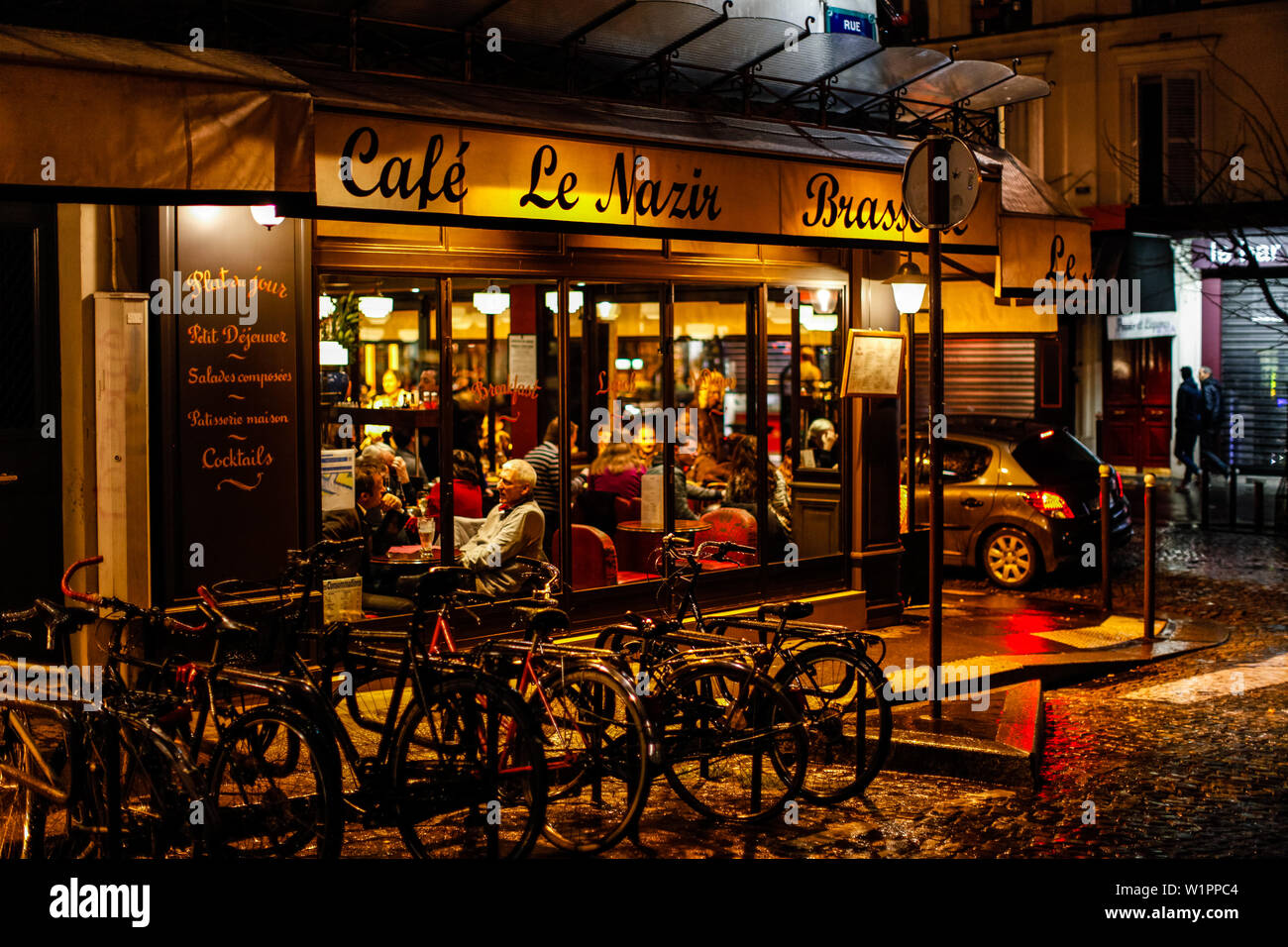 Brasserie cafe le nazir, 56 Rue des Abbesses, Montmartre, 75018 Paris, France, Europe Stock Photo
