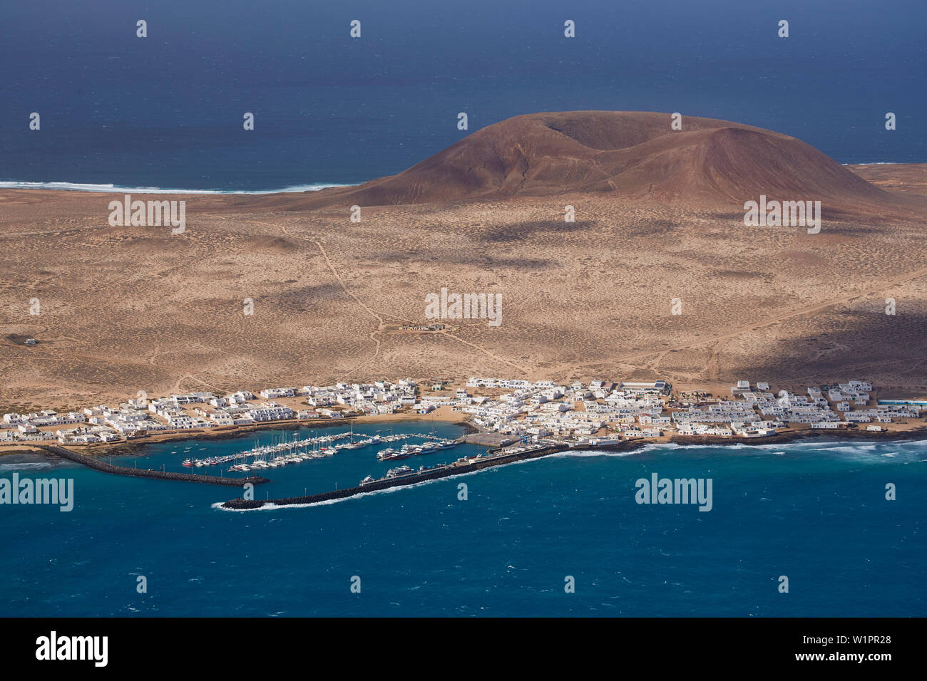 View from the viewpoint Mirador del Rio at Isla La Graciosa, Lanzarote ...