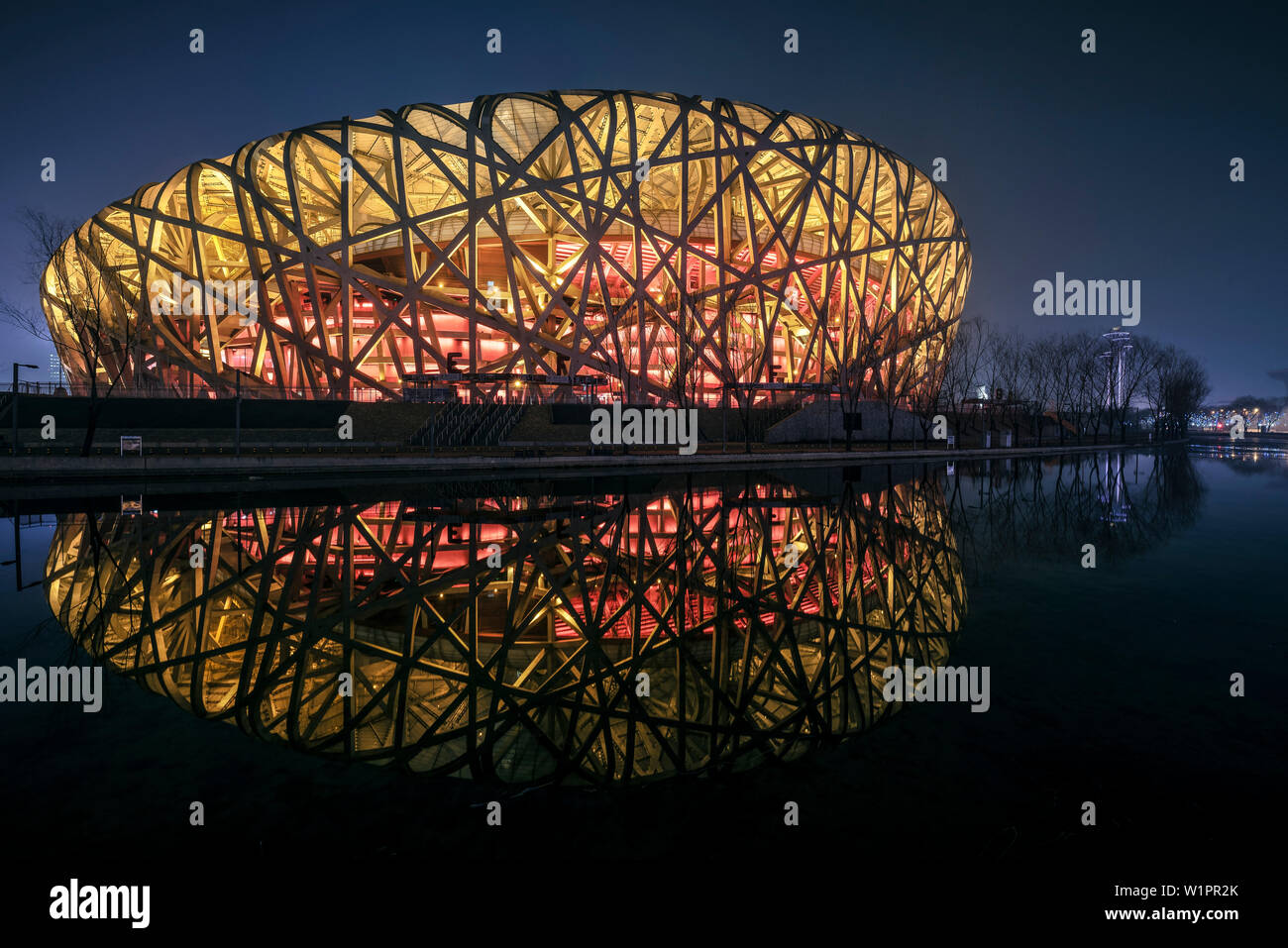 general view of so called Bird's Nest of Herzog & de Meuron at