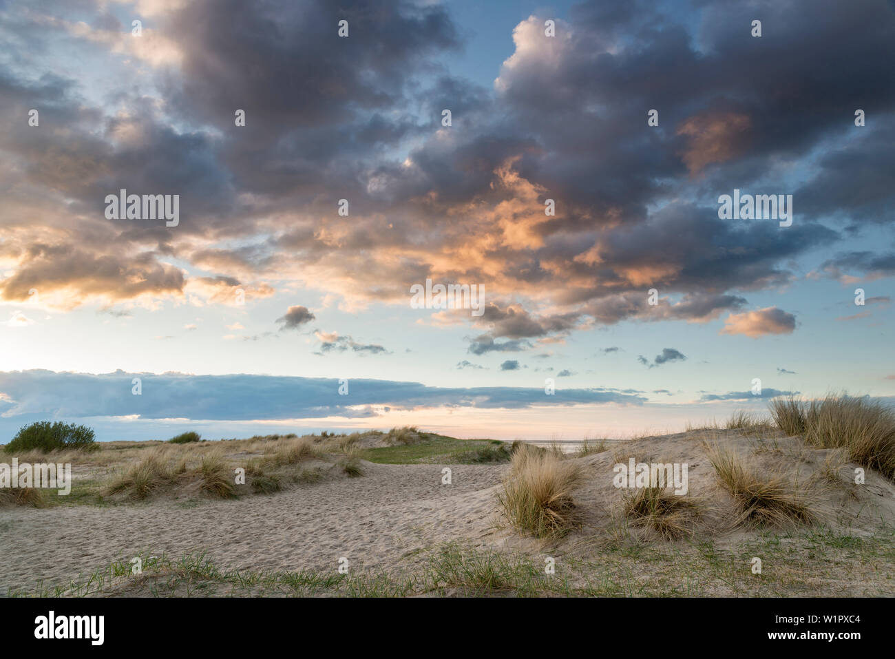 Sand Dune, Cloud, Dusk, Schillig, Wangerland, Friesland - District, Lower Saxony, Germany, Europe Stock Photo