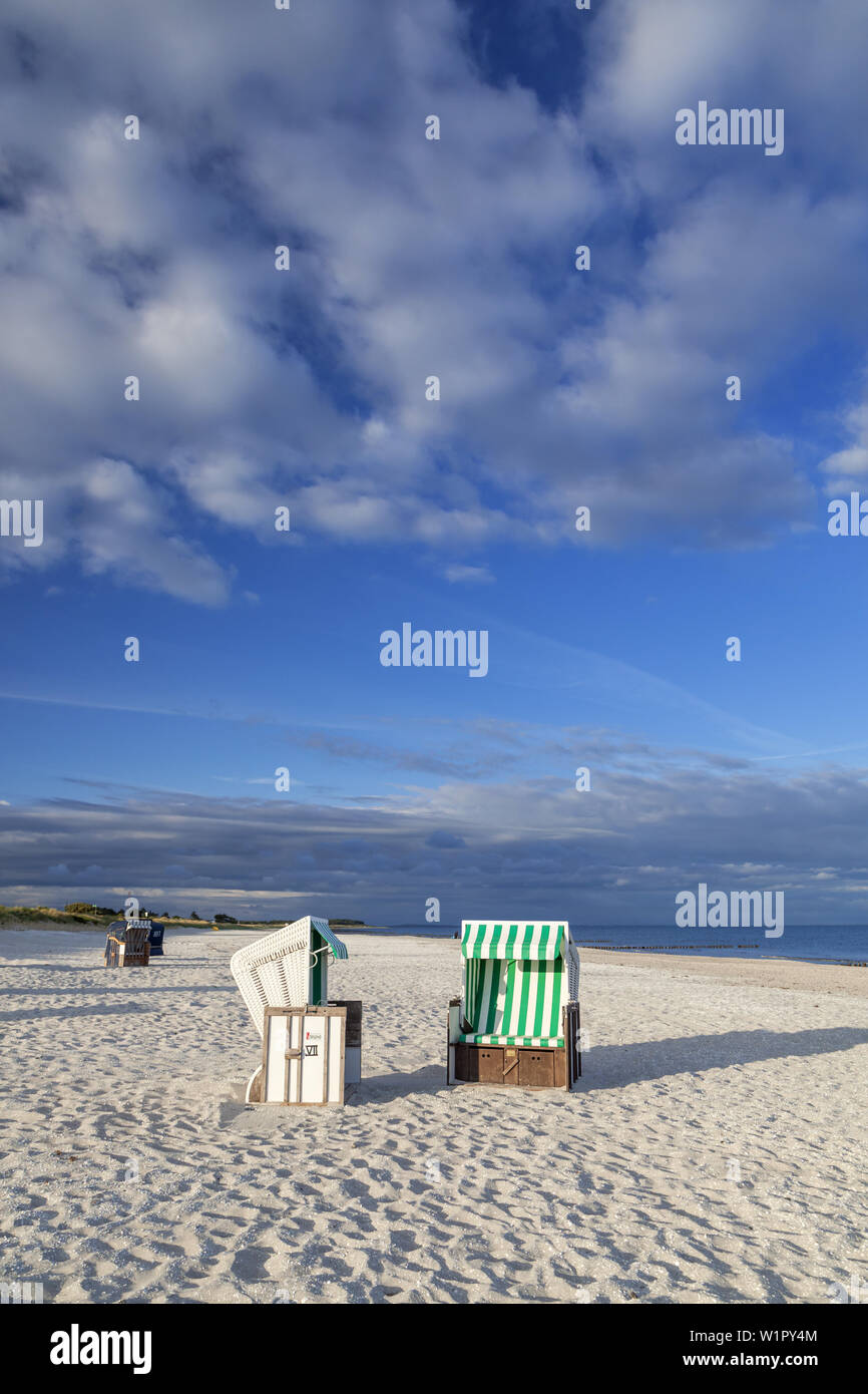 Beach chairs on the beach, Vitte, Island Hiddensee, Baltic coast, Mecklenburg-Western Pomerania, Northern Germany, Germany, Europa Stock Photo