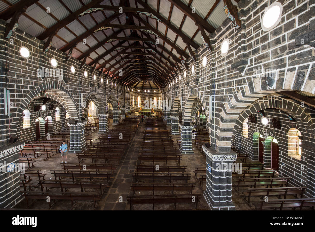 Interior view of the Roman Catholic Cathedral of Our Lady of the Assumption  (also known as Matâ'Utu Cathedral) built in 1951, Mata Utu, Uvea Island, W  Stock Photo - Alamy