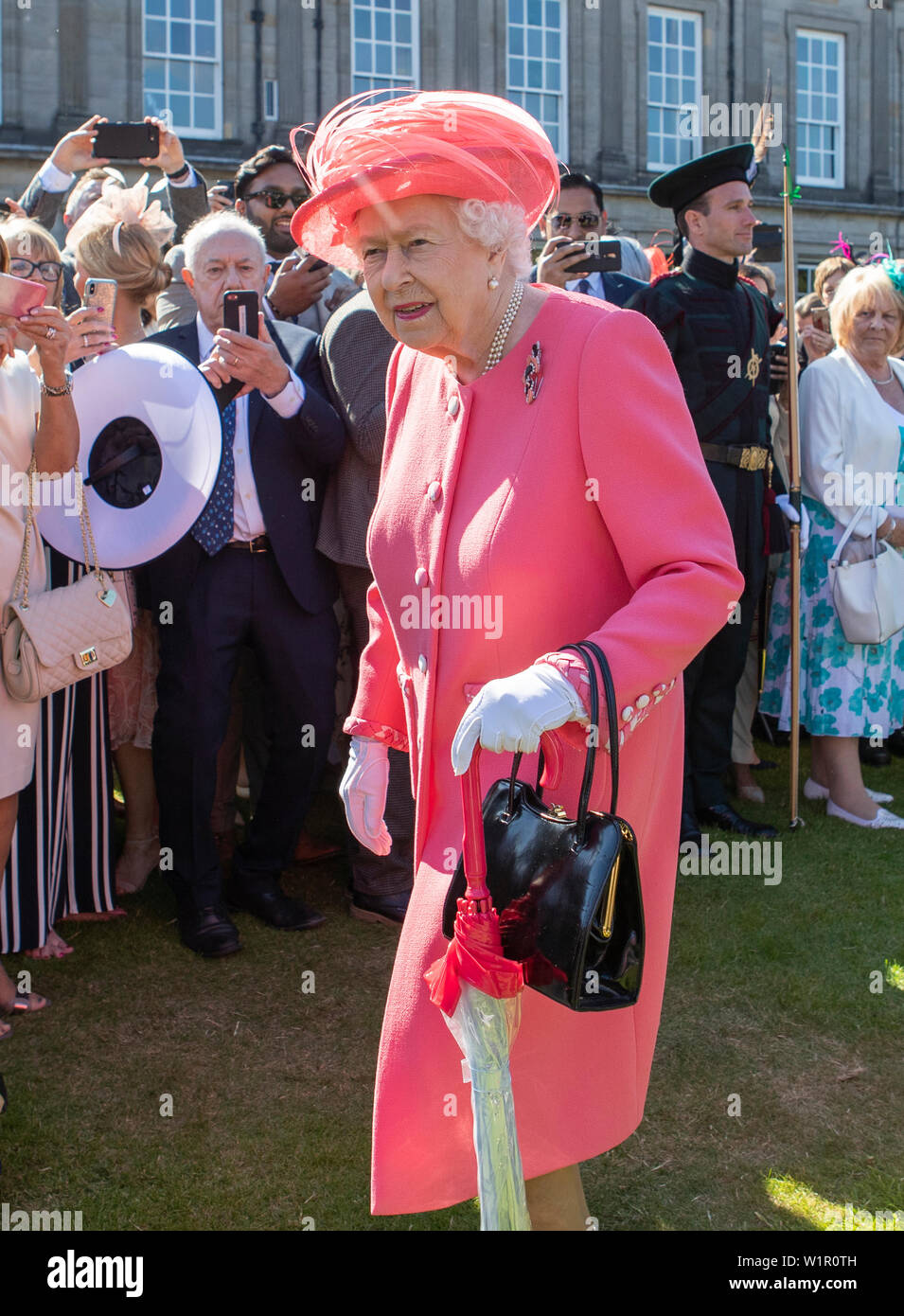 Queen Elizabeth II during a garden party at the Palace of Holyroodhouse